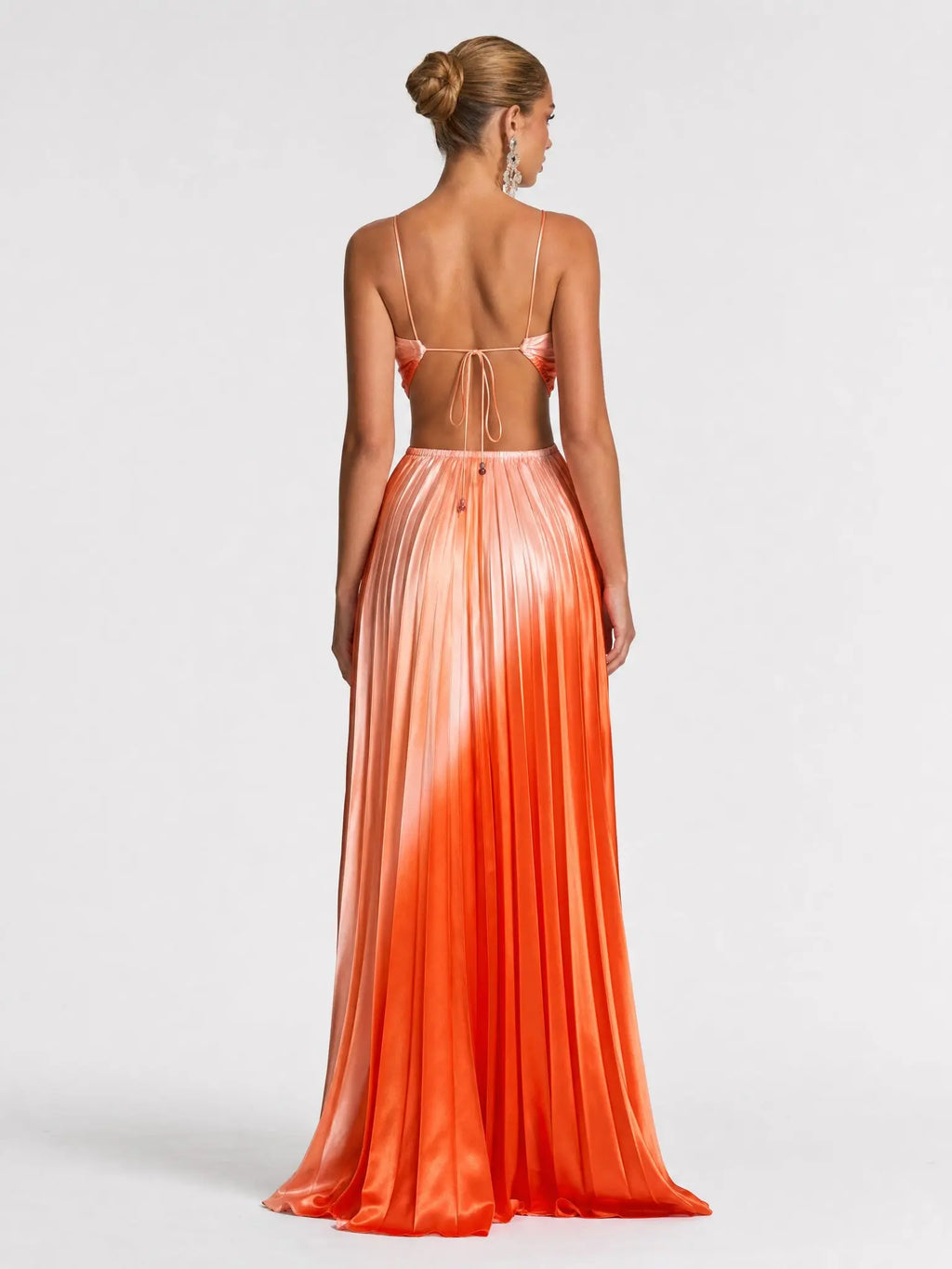Likemychoice 2026 Halter Cutout Ombre Pleated Maxi Dress - Satin Party Vacation Gown