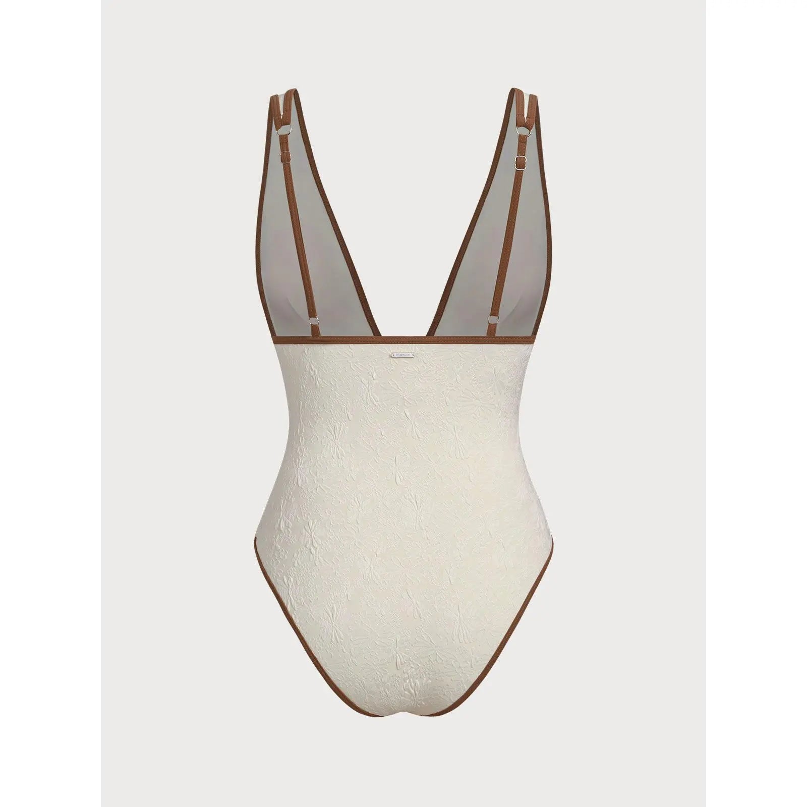 Off White V Neck Tie One-Piece Swimsuit, One Piece Swimsuits