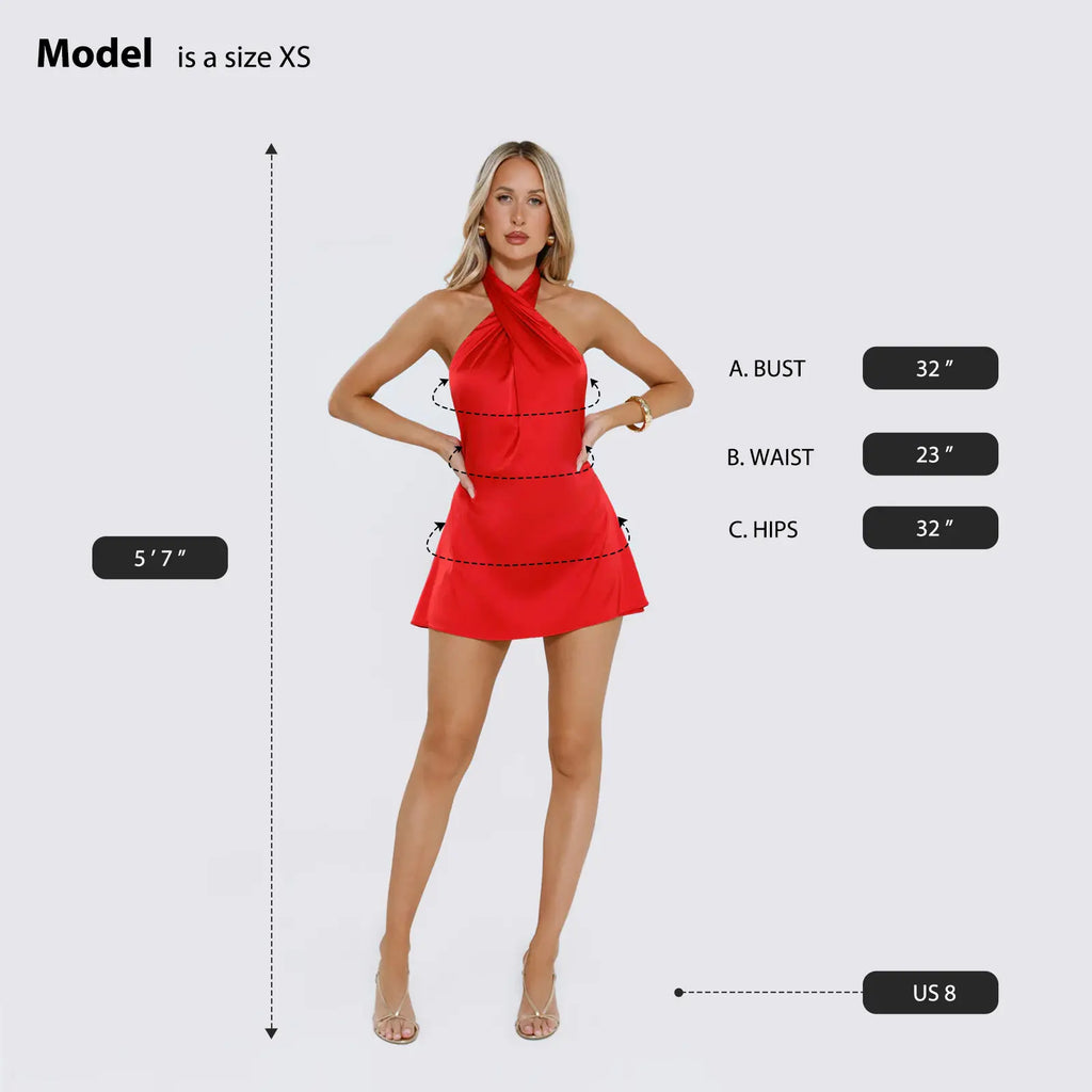 Hello Molly Exclusive Parties Halter Satin Mini Dress Cocktail Dress